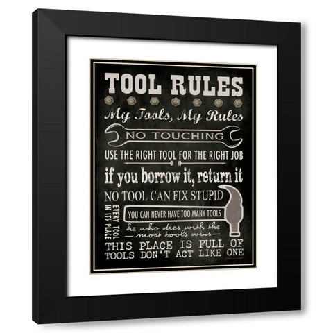 Tool Rules - Black Black Modern Wood Framed Art Print with Double Matting by Marrott, Stephanie