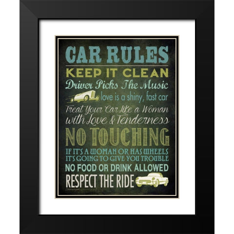 Car Rules Black Modern Wood Framed Art Print with Double Matting by Marrott, Stephanie