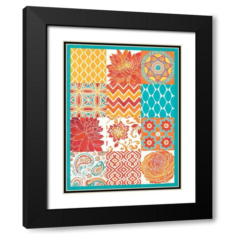 Bright Tiles 12 Patch Black Modern Wood Framed Art Print with Double Matting by Marrott, Stephanie
