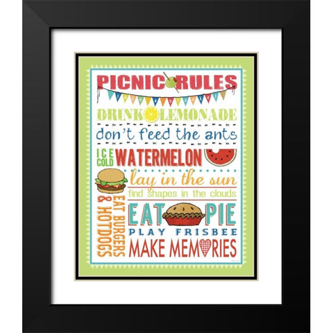 Picnic Rules Black Modern Wood Framed Art Print with Double Matting by Marrott, Stephanie