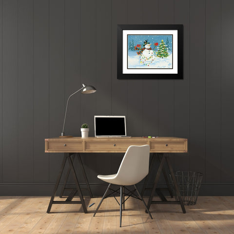 Snowman II Black Modern Wood Framed Art Print with Double Matting by Marrott, Stephanie
