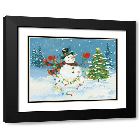 Snowman II Black Modern Wood Framed Art Print with Double Matting by Marrott, Stephanie