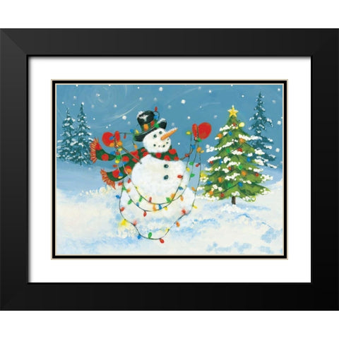 Snowman II Black Modern Wood Framed Art Print with Double Matting by Marrott, Stephanie