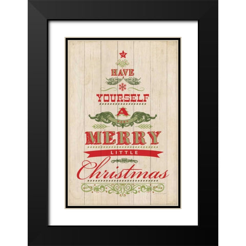 Merry Christmas Black Modern Wood Framed Art Print with Double Matting by Marrott, Stephanie