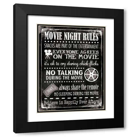 Movie Rules Black Modern Wood Framed Art Print with Double Matting by Marrott, Stephanie