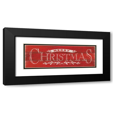Merry Christmas Black Modern Wood Framed Art Print with Double Matting by Marrott, Stephanie