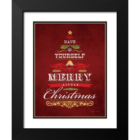 Merry Christmas Black Modern Wood Framed Art Print with Double Matting by Marrott, Stephanie