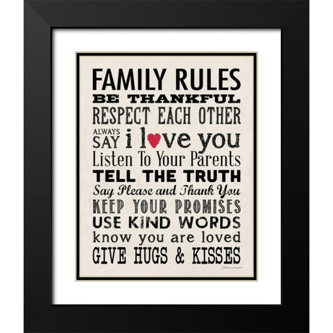Family Rules Black Modern Wood Framed Art Print with Double Matting by Marrott, Stephanie