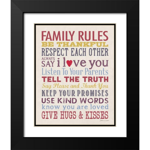 Family Rules Black Modern Wood Framed Art Print with Double Matting by Marrott, Stephanie