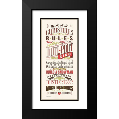 Christmas Rules Black Modern Wood Framed Art Print with Double Matting by Marrott, Stephanie