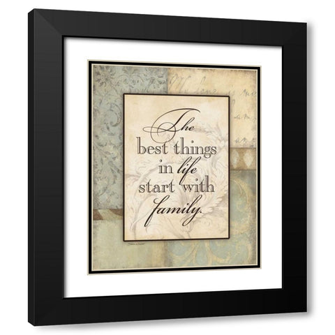 Start With Family Black Modern Wood Framed Art Print with Double Matting by Marrott, Stephanie