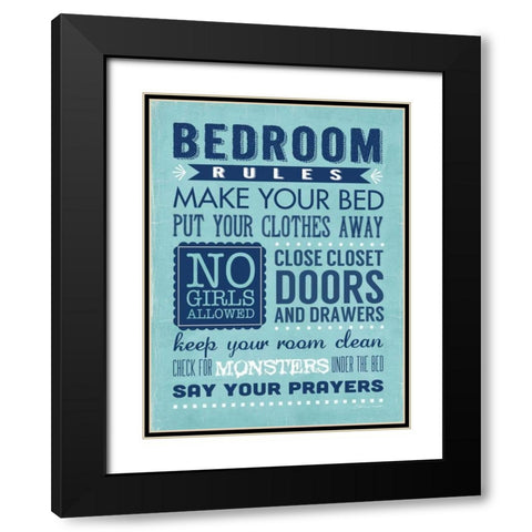 Bedroom Rules  Black Modern Wood Framed Art Print with Double Matting by Marrott, Stephanie