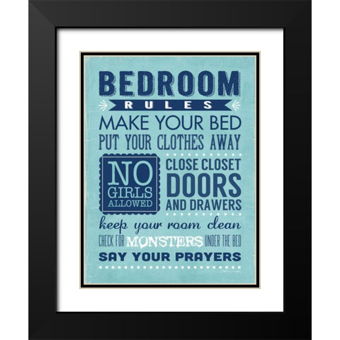 Bedroom Rules  Black Modern Wood Framed Art Print with Double Matting by Marrott, Stephanie