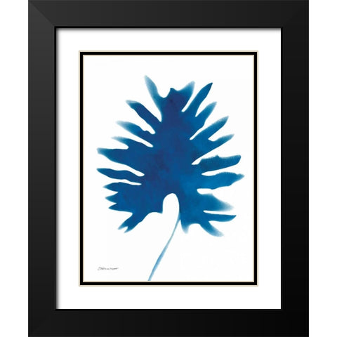 Tropical Leaf in Blue Black Modern Wood Framed Art Print with Double Matting by Marrott, Stephanie