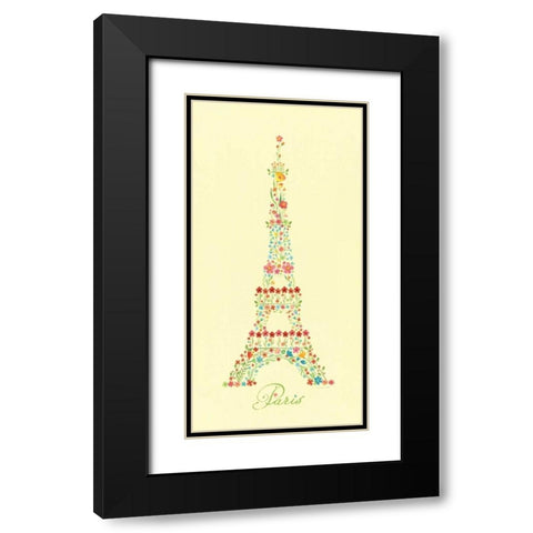 Eiffel Tower in Flowers II Black Modern Wood Framed Art Print with Double Matting by Marrott, Stephanie