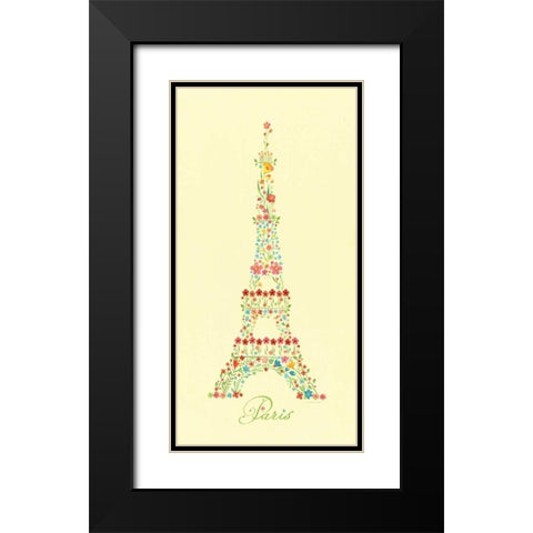 Eiffel Tower in Flowers II Black Modern Wood Framed Art Print with Double Matting by Marrott, Stephanie