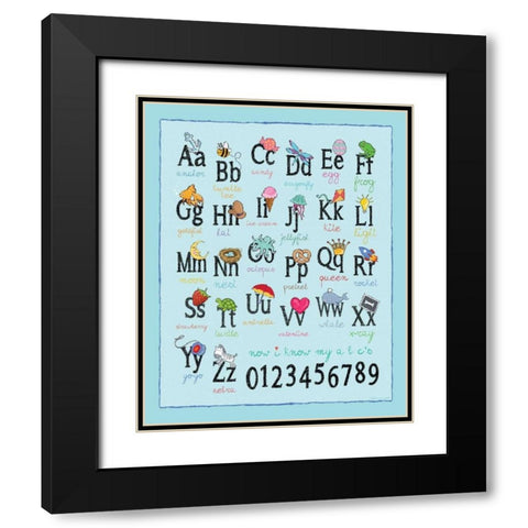 Alphabet On Blue Black Modern Wood Framed Art Print with Double Matting by Marrott, Stephanie