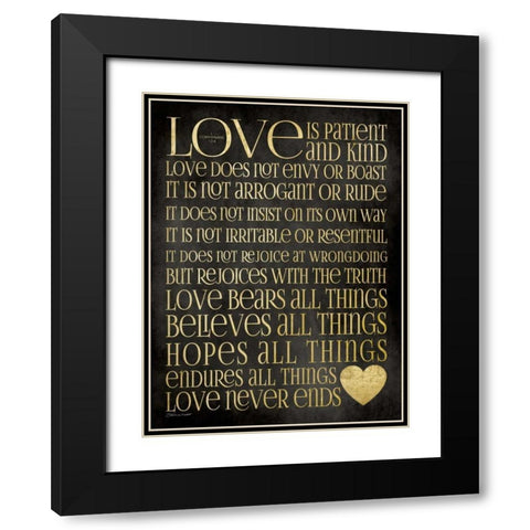 Love Is Patient Black Modern Wood Framed Art Print with Double Matting by Marrott, Stephanie