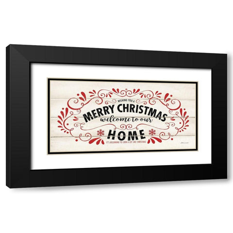 Merry Christmas Black Modern Wood Framed Art Print with Double Matting by Marrott, Stephanie