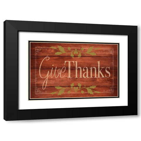 Give Thanks Black Modern Wood Framed Art Print with Double Matting by Marrott, Stephanie