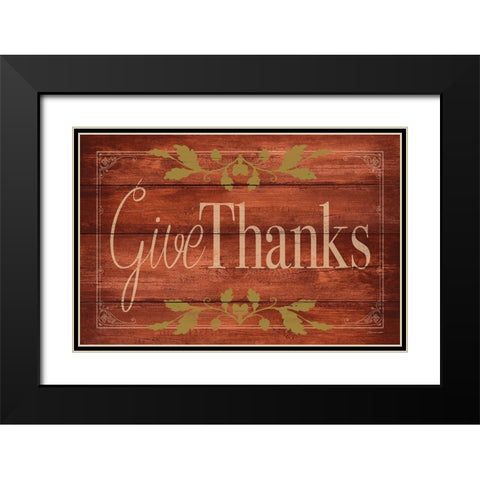 Give Thanks Black Modern Wood Framed Art Print with Double Matting by Marrott, Stephanie