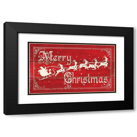 Merry Christmas Black Modern Wood Framed Art Print with Double Matting by Marrott, Stephanie