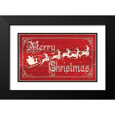 Merry Christmas Black Modern Wood Framed Art Print with Double Matting by Marrott, Stephanie