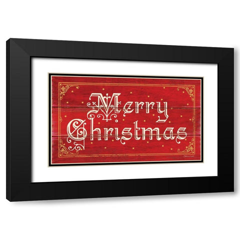 Merry Christmas Black Modern Wood Framed Art Print with Double Matting by Marrott, Stephanie