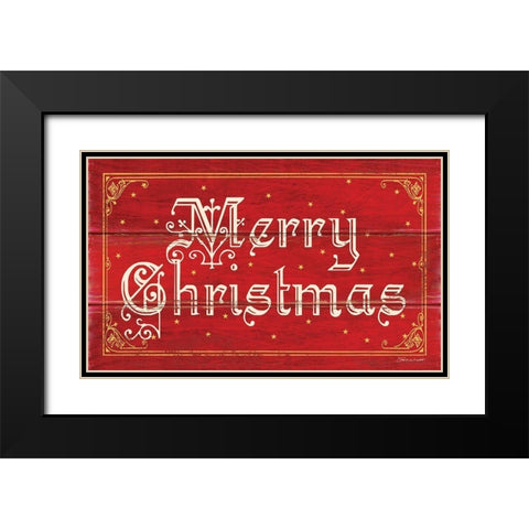 Merry Christmas Black Modern Wood Framed Art Print with Double Matting by Marrott, Stephanie