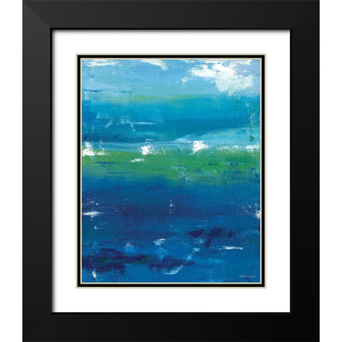Abstract In Blue I Black Modern Wood Framed Art Print with Double Matting by Marrott, Stephanie