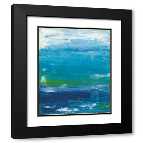 Abstract In Blue II Black Modern Wood Framed Art Print with Double Matting by Marrott, Stephanie