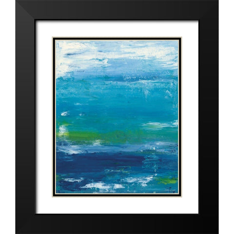 Abstract In Blue II Black Modern Wood Framed Art Print with Double Matting by Marrott, Stephanie