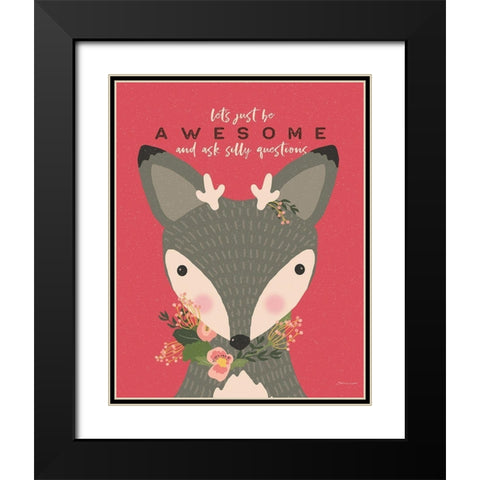 Awesome Deer Black Modern Wood Framed Art Print with Double Matting by Marrott, Stephanie