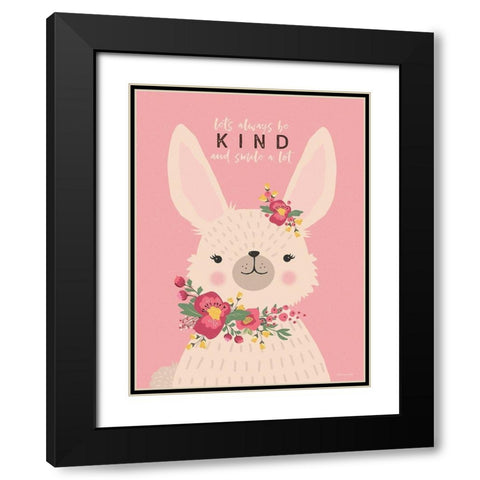 Kind Bunny Black Modern Wood Framed Art Print with Double Matting by Marrott, Stephanie