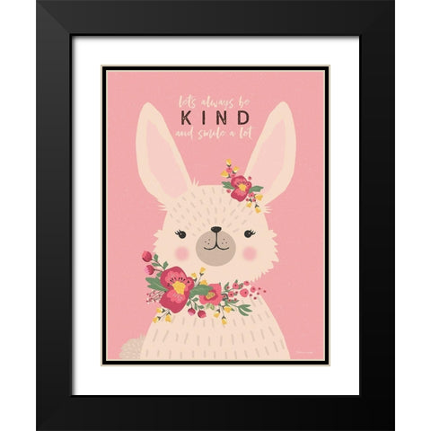 Kind Bunny Black Modern Wood Framed Art Print with Double Matting by Marrott, Stephanie