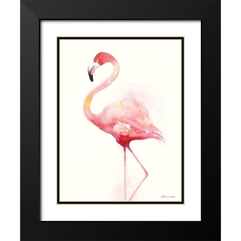Flamingo I Black Modern Wood Framed Art Print with Double Matting by Marrott, Stephanie
