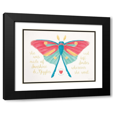 Luna Moth Black Modern Wood Framed Art Print with Double Matting by Marrott, Stephanie