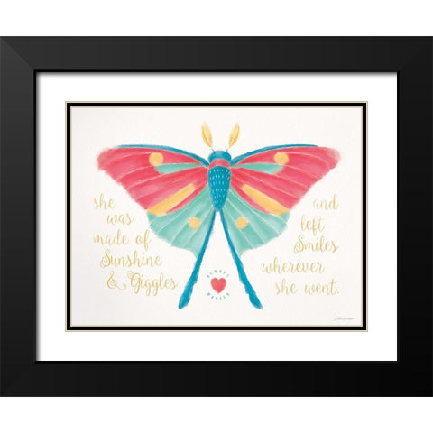 Luna Moth Black Modern Wood Framed Art Print with Double Matting by Marrott, Stephanie