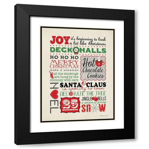 Deck The Halls Black Modern Wood Framed Art Print with Double Matting by Marrott, Stephanie