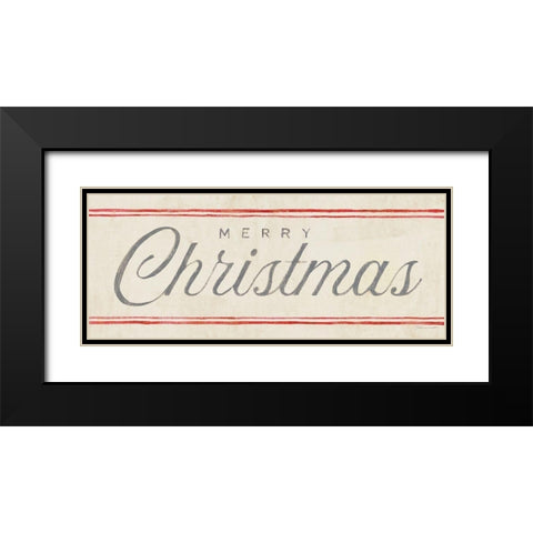 Flour Sack - Merry Christmas Black Modern Wood Framed Art Print with Double Matting by Marrott, Stephanie