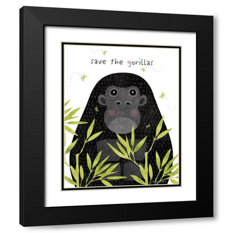 Save The Gorillas Black Modern Wood Framed Art Print with Double Matting by Marrott, Stephanie