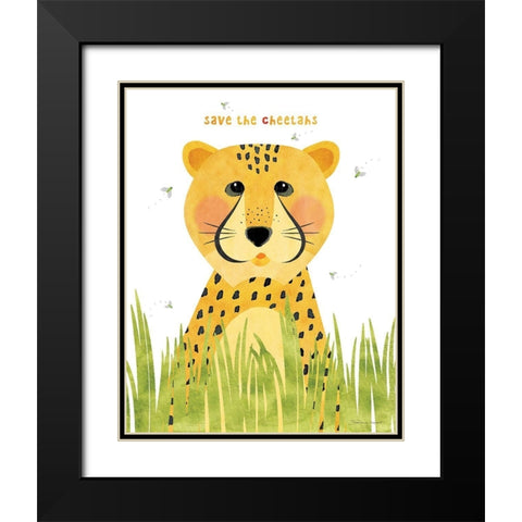 Save The Cheetah Black Modern Wood Framed Art Print with Double Matting by Marrott, Stephanie