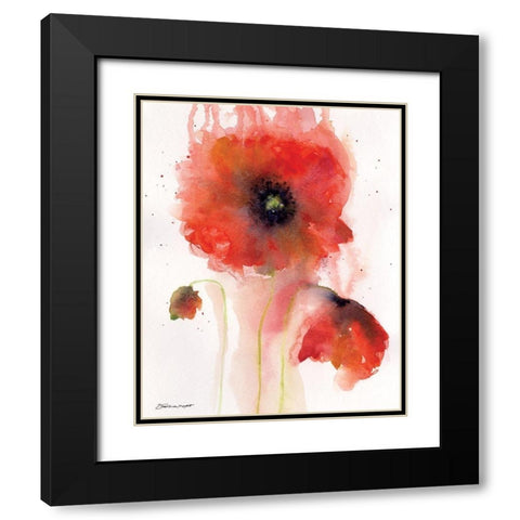 Poppy Impressions II Black Modern Wood Framed Art Print with Double Matting by Marrott, Stephanie