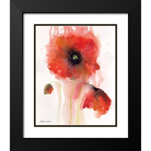 Poppy Impressions II Black Modern Wood Framed Art Print with Double Matting by Marrott, Stephanie