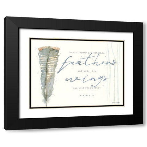 His Feathers Black Modern Wood Framed Art Print with Double Matting by Marrott, Stephanie