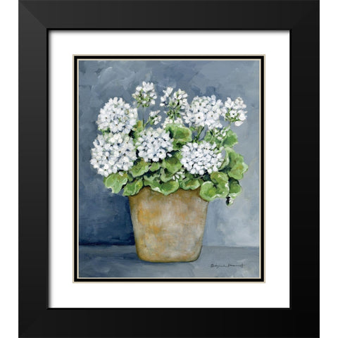 Potted Geraniums Black Modern Wood Framed Art Print with Double Matting by Marrott, Stephanie