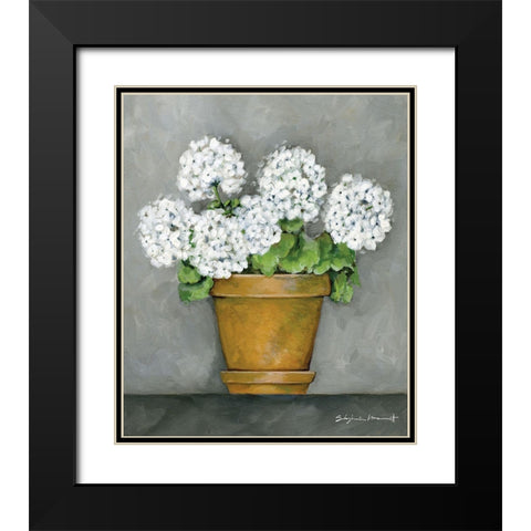 Geraniums In Bloom Black Modern Wood Framed Art Print with Double Matting by Marrott, Stephanie