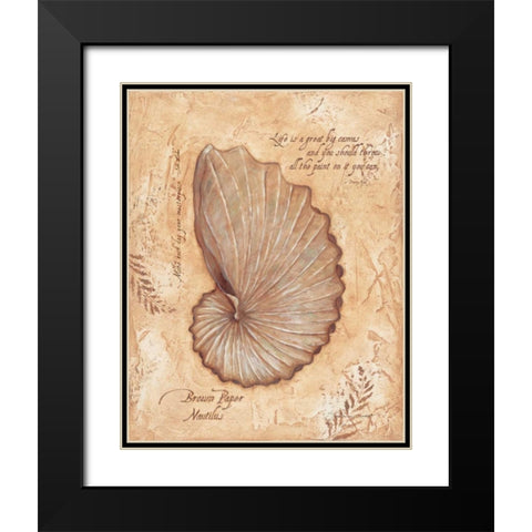 Brown Paper Nautilis Black Modern Wood Framed Art Print with Double Matting by Marrott, Stephanie