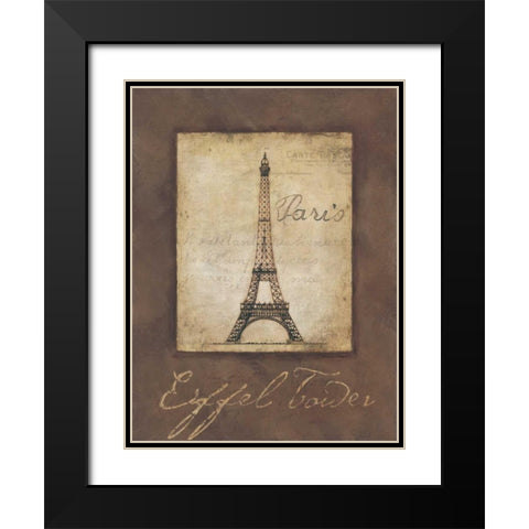 Eiffel Tower Black Modern Wood Framed Art Print with Double Matting by Marrott, Stephanie