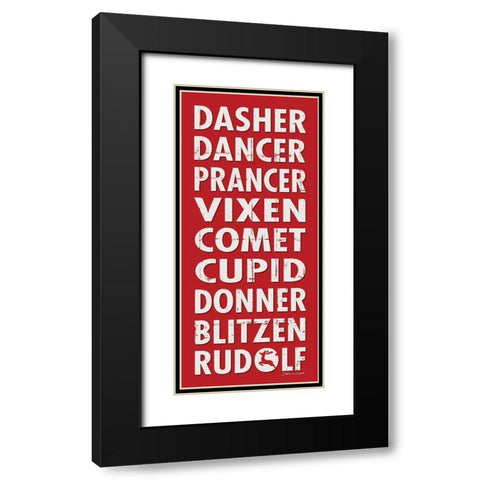 Reindeer Names Black Modern Wood Framed Art Print with Double Matting by Marrott, Stephanie